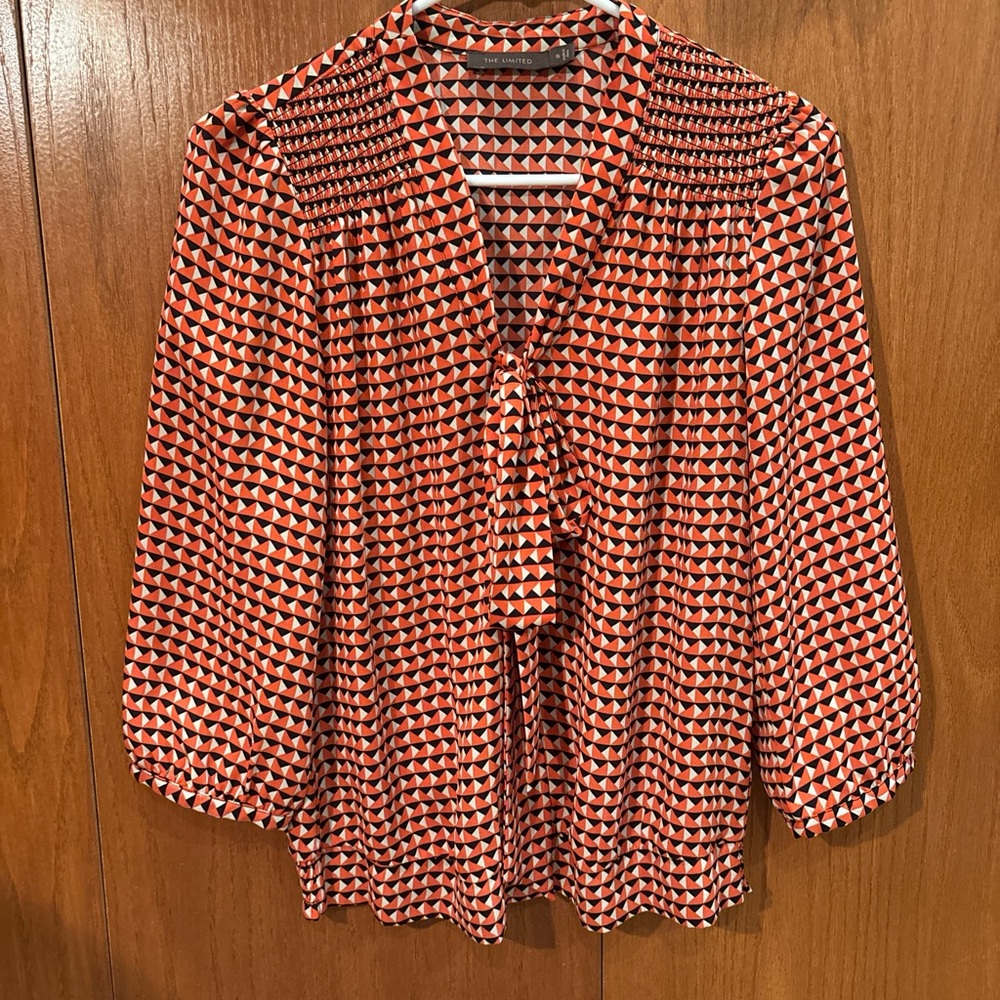 Stylish Red Geometric Women's Top